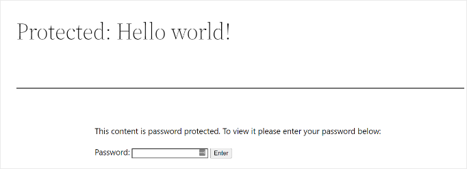 A basic password protected page