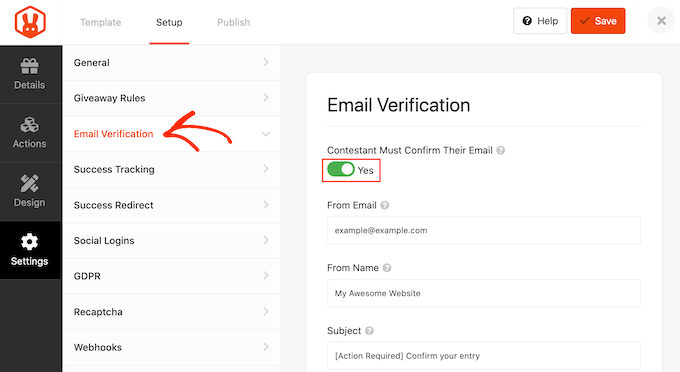 Requiring email verification for contest entries