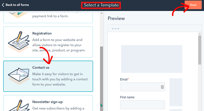 Choose a form template