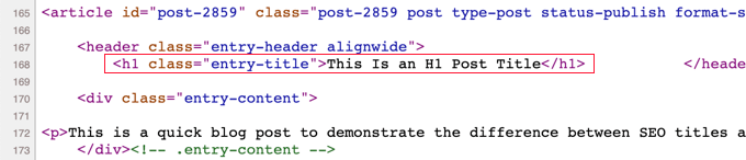Viewing HTML H1 Tags for the Post Title