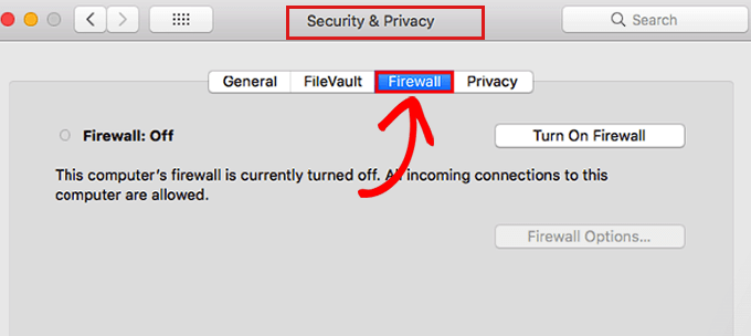 Turn off Firewall in Mac