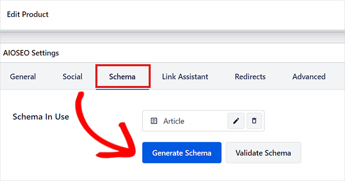 Click the Generate Schema button to add another schema