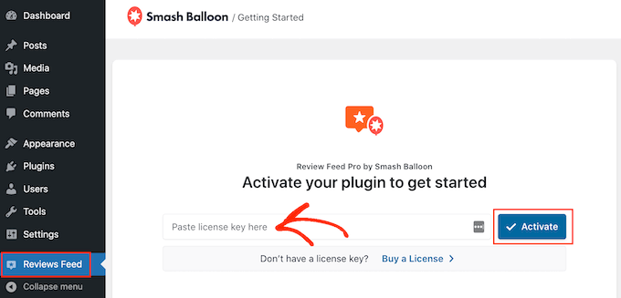 Adding a Smash Balloon license to a WordPress website