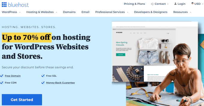 The Bluehost web hosting provider