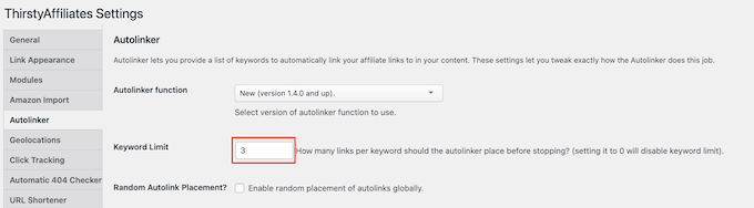 Adding a global limit to your auto-link affiliate URLs