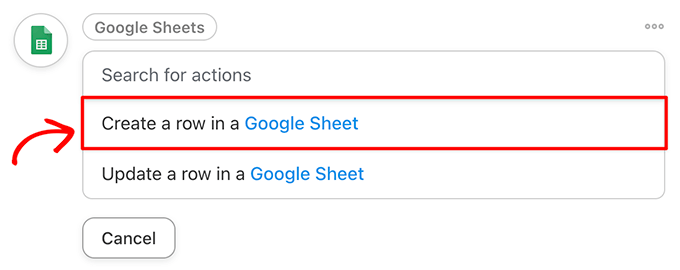 Create a row in a Google Sheet with OpenAI