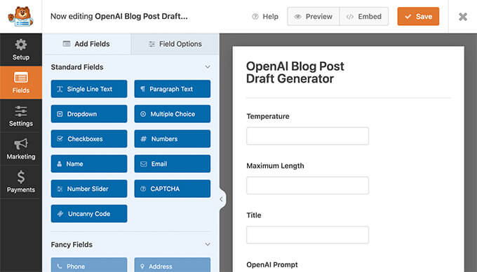 WPForms OpenAI blog post draft