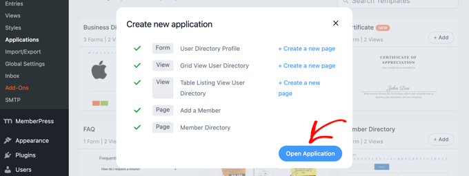 Opening the Member Directory Application