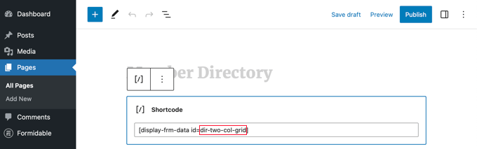 Shortcode to Display the Directory as a Grid