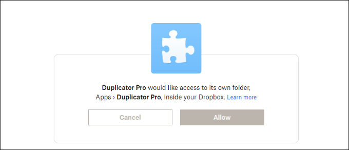 Allow access to Dropbox account