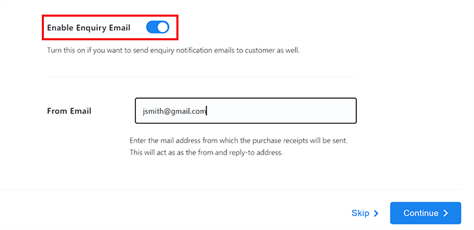 Enable email enquiry