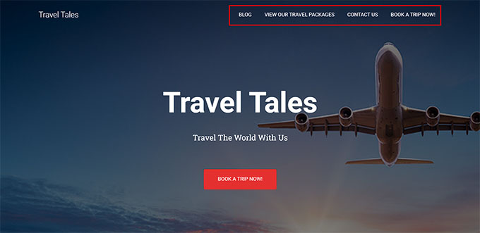 Navigation menu on your travel business site
