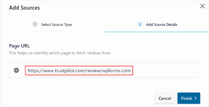 Inserting the Trustpilot URL into the Reviews Feed pro plugin