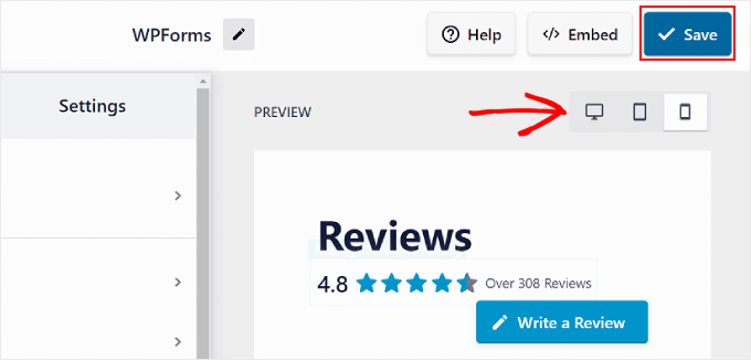 Previewing and saving the review feed on Reviews Feed Pro